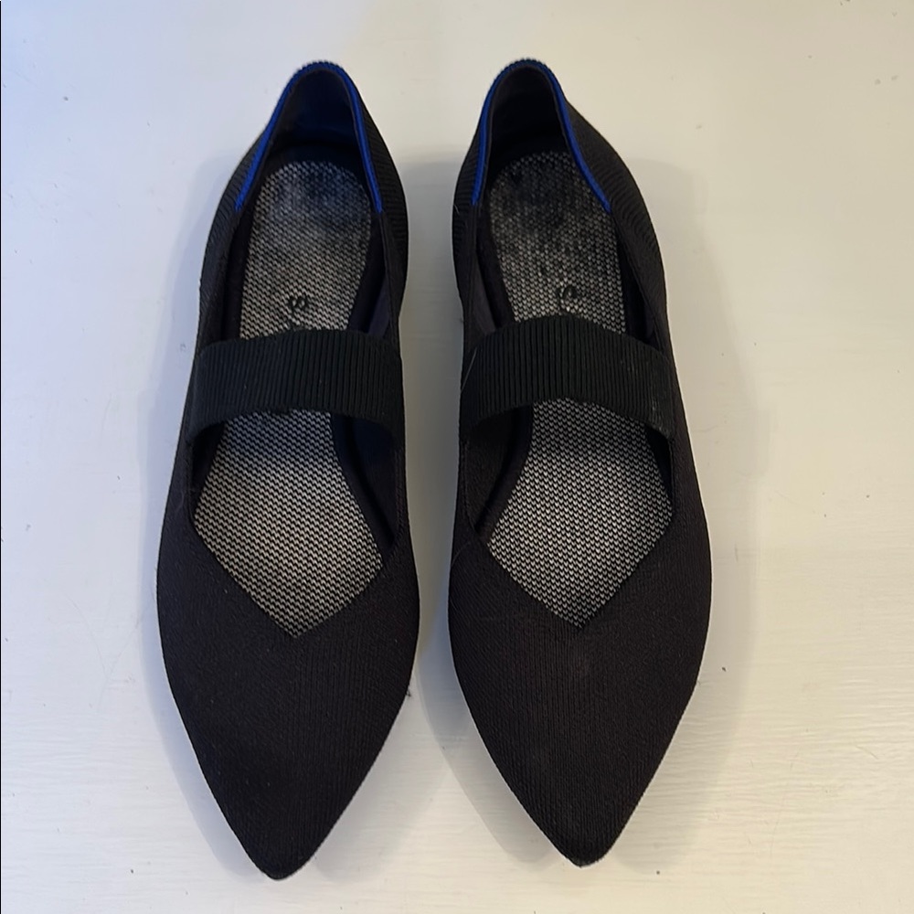Rothy's Black and Blue Mary Jane Strap Women's Flats, Size 8.5